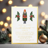 フェスティブ ナッツクラッカー クリスマスパーティ ゴールド 箔招待状