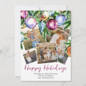 フェスティブ バブルズ ファミリー 5 フォト ホリデー カード (正面)