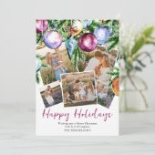 フェスティブ バブル ファミリー 5 フォト ホリデー カード (スタンド正面)