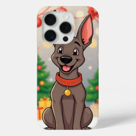 🎄フェスティブ・パピー・ジョイ✨ かわいいサンタドッグのホリデーアート iPhone 15 PROケース