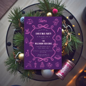 フェスティブ パープル ピンクの落書きアート ホリデー シーズンカード