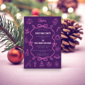 フェスティブ パープル ピンクの落書きアート ホリデー シーズンカード