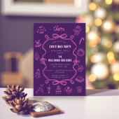 フェスティブ パープル ピンクの落書きアート ホリデー シーズンカード