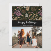 フェスティブ ピンク ワンライン アート クリスマス ファミリー フォト (正面)