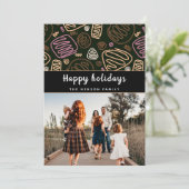 フェスティブ ピンク ワンライン アート クリスマス ファミリー フォト (スタンド正面)