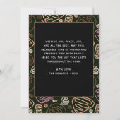 フェスティブ ピンク ワンライン アート クリスマス ファミリー フォト (裏面)