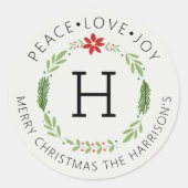 フェスティブ ピース ラブ ジョイ モノグラム ラウンドシール (正面)