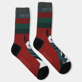 フェスティブ&ファニー “Fleece Navidad” ラマ パン 深赤 ソックス (右)