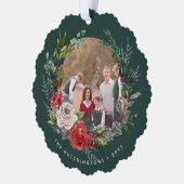 フェスティブ フローラル リース フォト オーナメントカード (左)