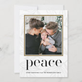 フェスティブ ブラック フォリアージ プリント フォト クリスマス ピース 招待状 (正面)