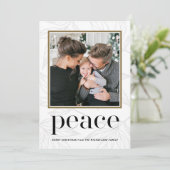 フェスティブ ブラック フォリアージ プリント フォト クリスマス ピース 招待状 (スタンド正面)