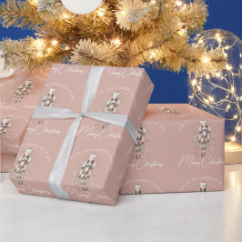 フェスティブ ブラッシュ ピンク ゴールド ナッツクラッカー クリスマス ダーク ラッピングペーパー