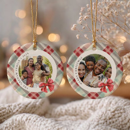 フェスティブ・プラッド2枚の写真クリスマス・ホリデー セラミックオーナメント