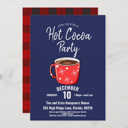 フェスティブ ホット ココア パーティー, ホリデー ハウス パーティー 招待状 (正面/裏面)