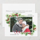 フェスティブ ホリー ベリー クリスマス グリーティング フォト (正面/裏面)