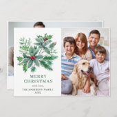 フェスティブ ホリー ベリー 2 クリスマス フォト グリーティング (正面/裏面)