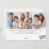 フェスティブ ホリー ベリー 4 フォト クリスマス グリーティング (裏面)