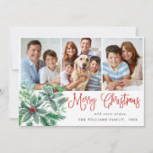 フェスティブ ホリー ベリー 5 フォト クリスマス グリーティング (正面)