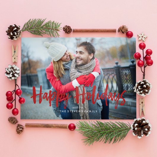 フェスティブ ボウズ ハッピー ホリデー フォト シーズンカード