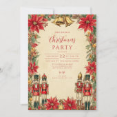 フェスティブ ポインセチア ベルズ ホリデー 招待状 (正面)