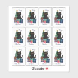 フェスティブ メリークリスマス かわいい黒猫 コーヒーアート シール