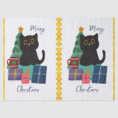 フェスティブ メリークリスマス かわいい黒猫 コーヒーアート 薄葉紙 (正面)