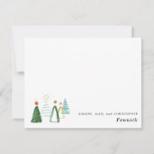 フェスティブ モダン ウォーターカラー クリスマス ツリー ホリデー ノートカード (正面)