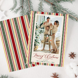 フェスティブ リトロ ストライプ メリークリスマス 写真 シーズンカード