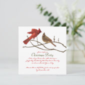 フェスティブ レッド カーディナル クリスマス パーティー 招待状 (スタンド正面)