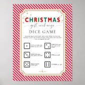 フェスティブ・レッド・クリスマスギフト交換サイコロゲームサイン ポスター (正面)