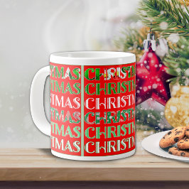 フェスティブ レッド グリーン クリスマス ジャンボコーヒーマグカップ