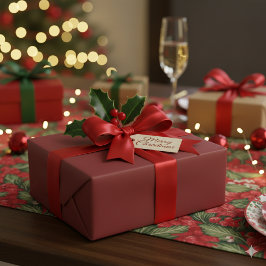 フェスティブ・レッド・マジック・クリスマス・ギフト包装紙 喜び ラッピングペーパー