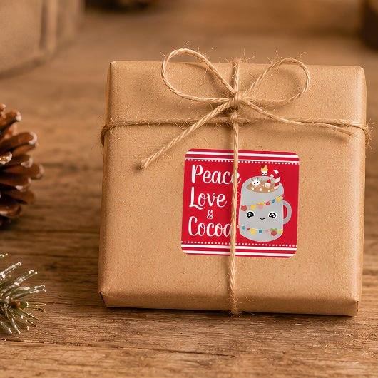 フェスティブ 赤 白 かわいい ココア クリスマス ギフト スクエアシール
