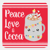 フェスティブ 赤 白 かわいい ココア クリスマス ギフト スクエアシール (正面)
