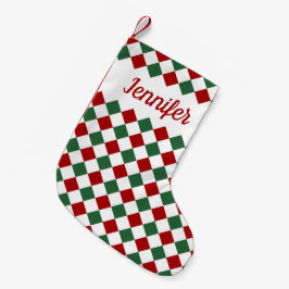 フェスティブ 赤 緑 チェック メリークリスマス スモールクリスマスストッキング