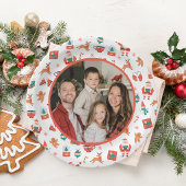 フェスティブ 赤 緑 家族 写真 クリスマス ペーパープレート