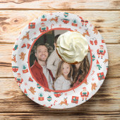 フェスティブ 赤 緑 家族 写真 クリスマス ペーパープレート