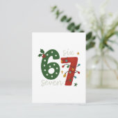 フェスティブ 67 – 輝くクリスマスの数字 デザイン ポストカード (スタンド正面)