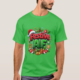 フェスティブAFクリスマス・タイポグラフィ Tシャツ
