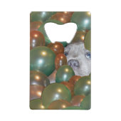 フェストポップ・アートの：風船におもしろいおっきな子犬の クレジットカード栓抜き (裏面)