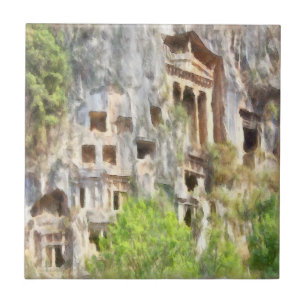フェティエ古代リシアンの墓水色 タイル