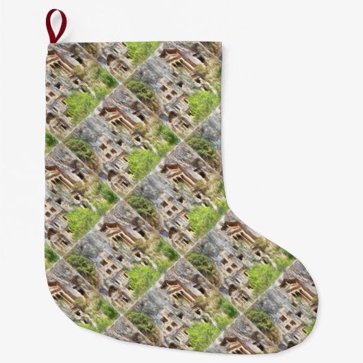フェティエ古代リシアンの墓水色 ラージクリスマスストッキング (正面)