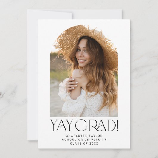 フェテモダンイミニマルー卒業写真アーチ卒業 案内状 (正面)