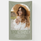 フェテモダングリーンイエグラッドフォトアーチ卒業 横断幕 (縦)