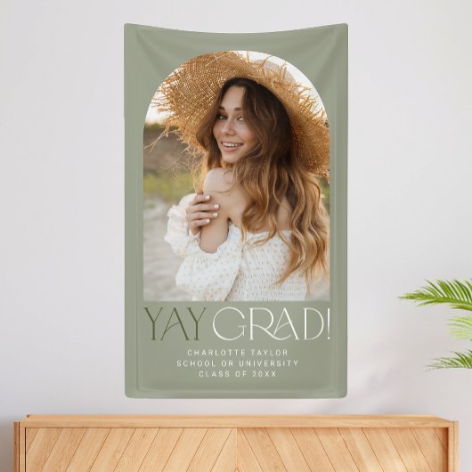 フェテモダングリーンイエグラッドフォトアーチ卒業 横断幕