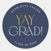 フェテモダンネイビー金ゴールドイエグラード卒業ステッカー ラウンドシール (正面)