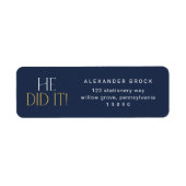 フェテモダンネイビー金ゴールド卒業式の復帰 ラベル (正面)