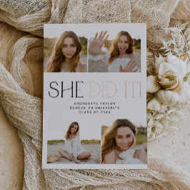 フェテモダンフォイル彼女はそれを写真卒業した 箔招待状