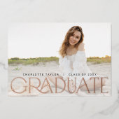 フェテモダンフォイル水平写真卒業 箔招待状 (正面)