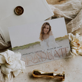 フェテモダンフォイル水平写真卒業 箔招待状